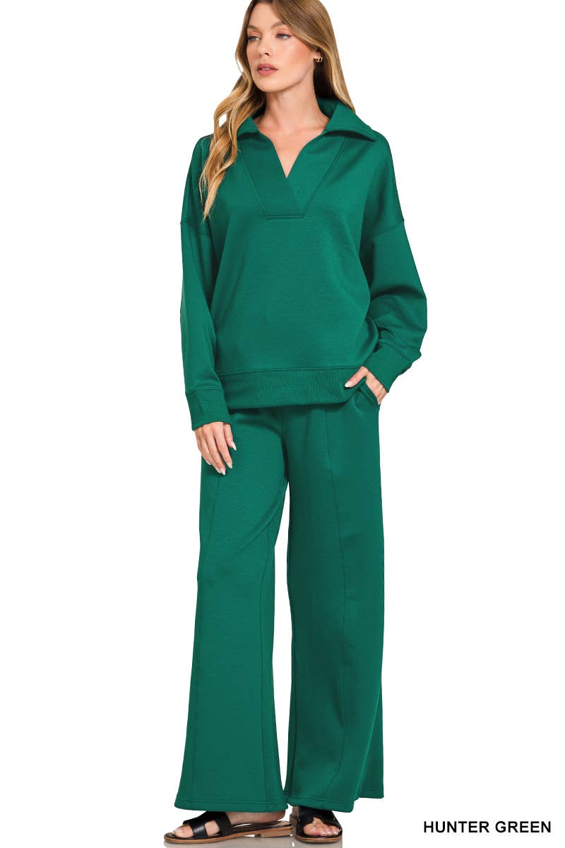 .0909 Scuba Collared Pullover & Pants 2PC Set SI-28755