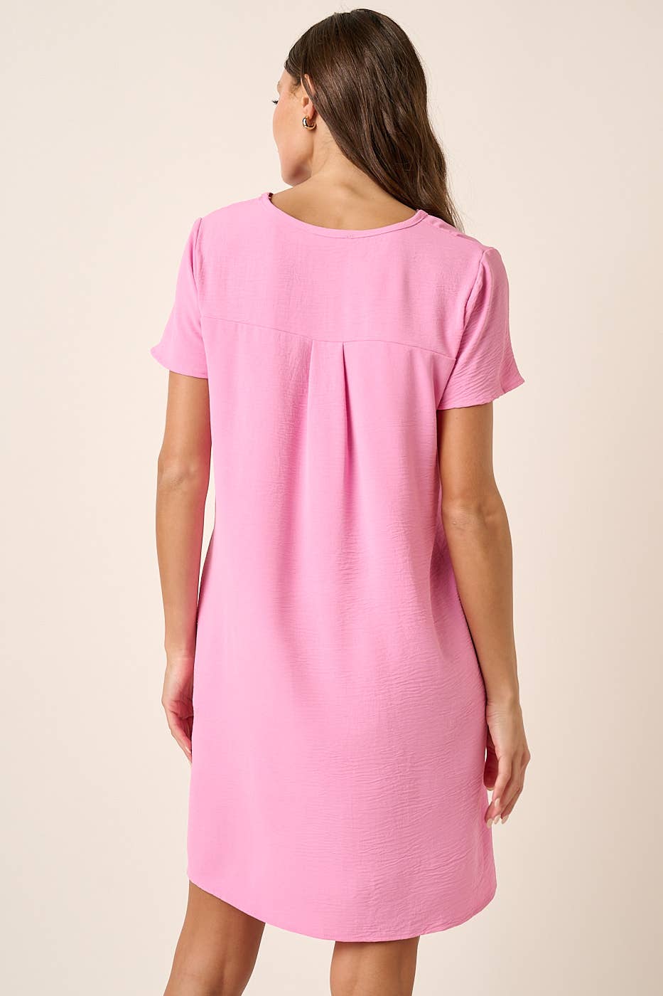 CD1565-AIRFLOW V-NECK SHORT SLEEVE SHIFT DRESS