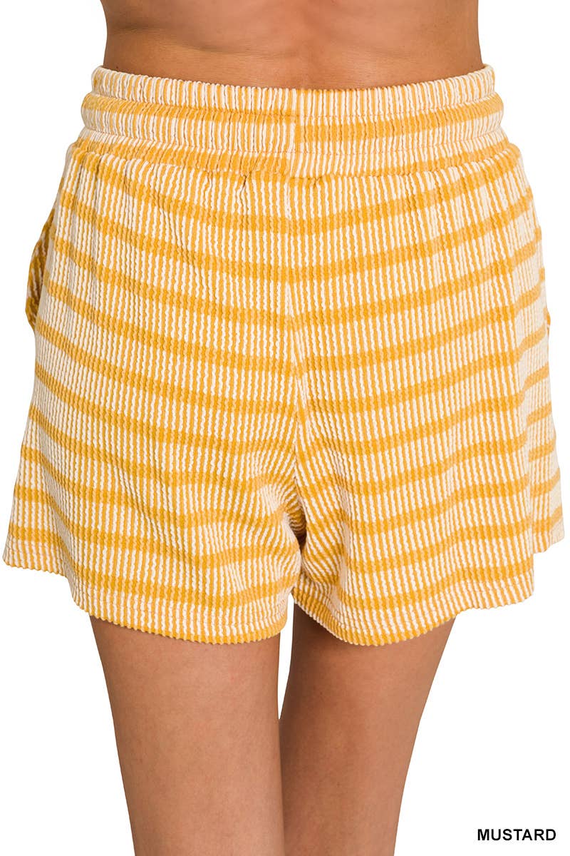 0420 Raised Rib Striped Tee & Shorts Set SI-29196