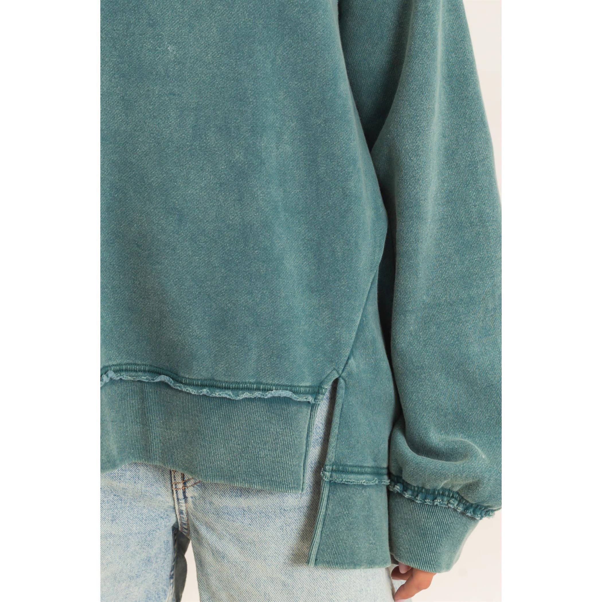 Acid Wash Raw Edge Sweatshirt