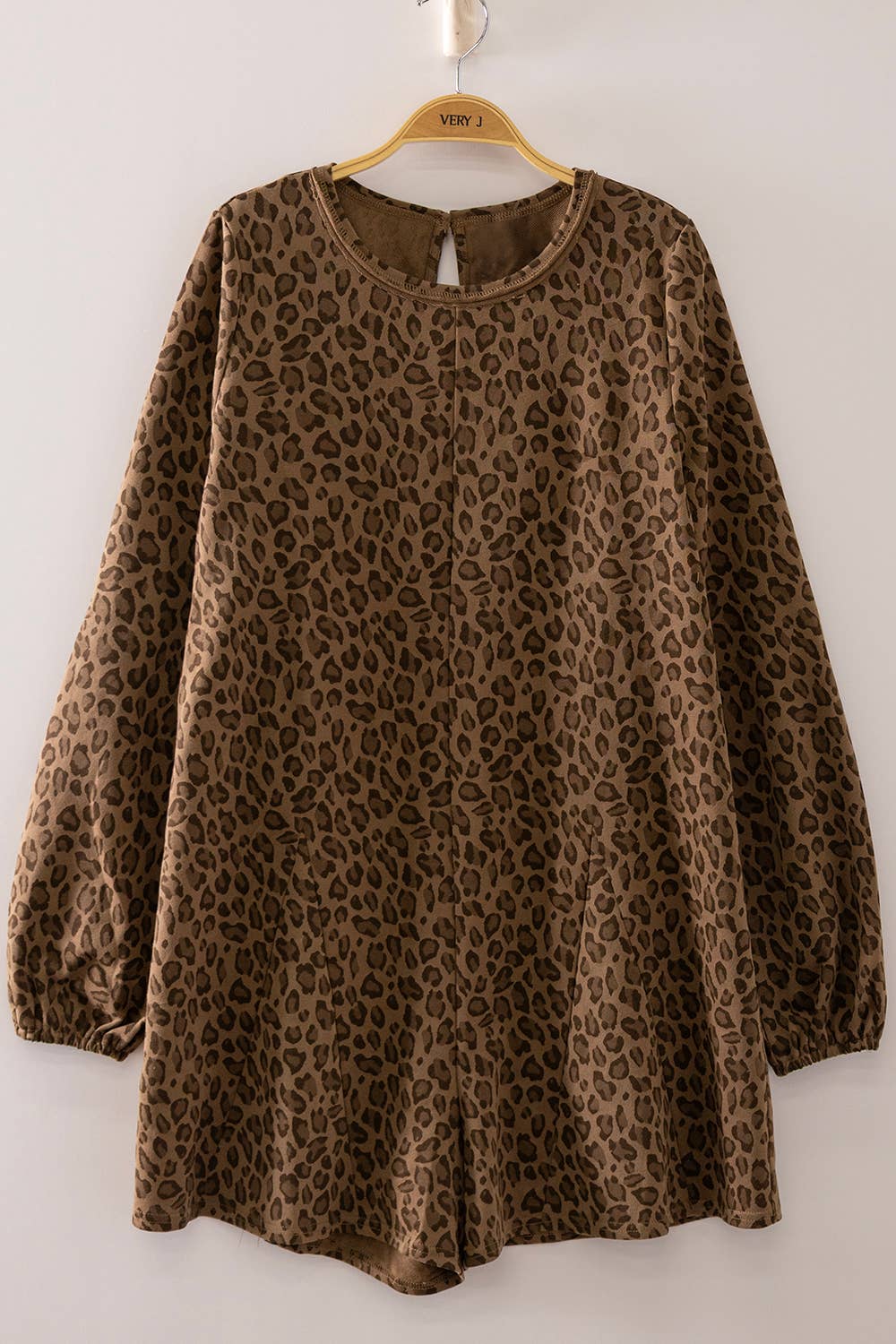 NP71141-Leopard Print Long Sleeve Romper