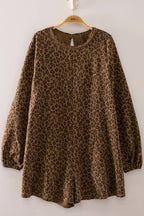 NP71141-Leopard Print Long Sleeve Romper