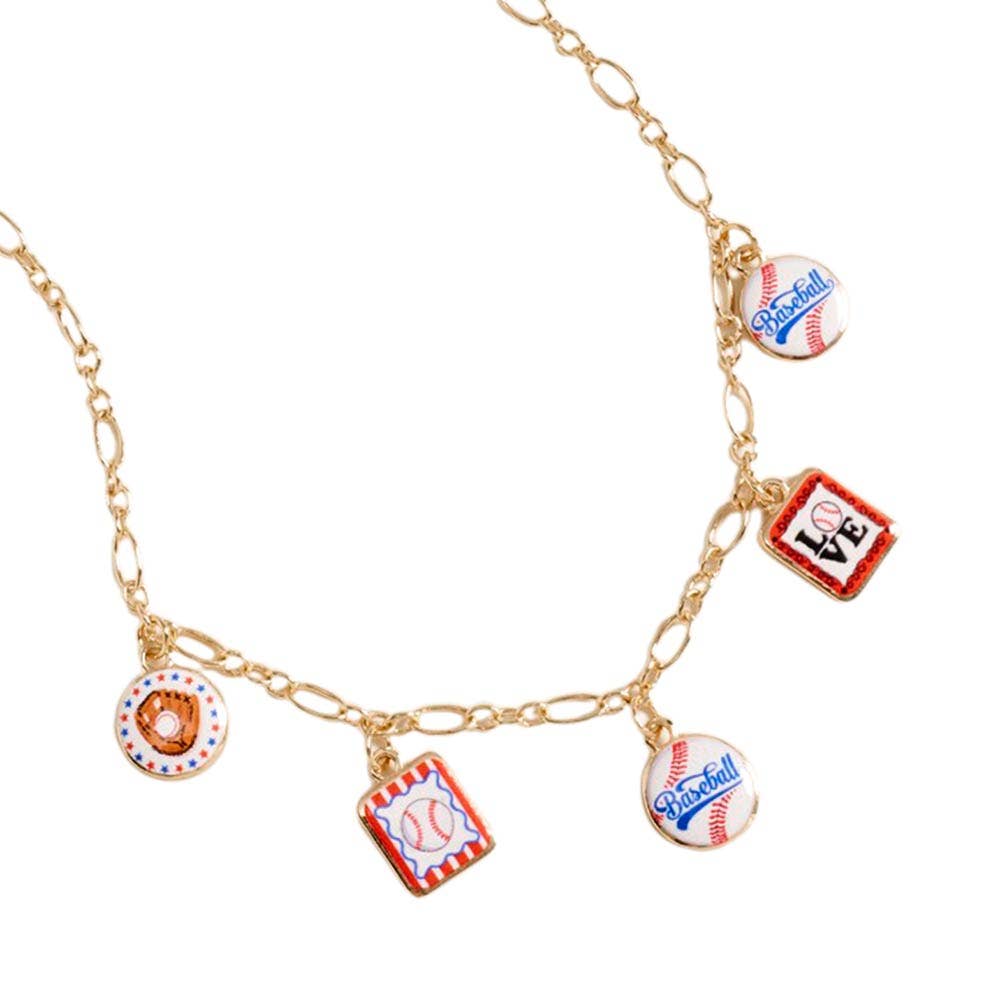 Baseball Charm Station Necklace
