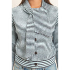 Striped Cardigan With Scarf