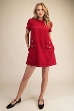 Round Neck Twist Trim Mini Dress