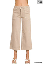 Plus Cropped Wide Leg Color Denim Pants