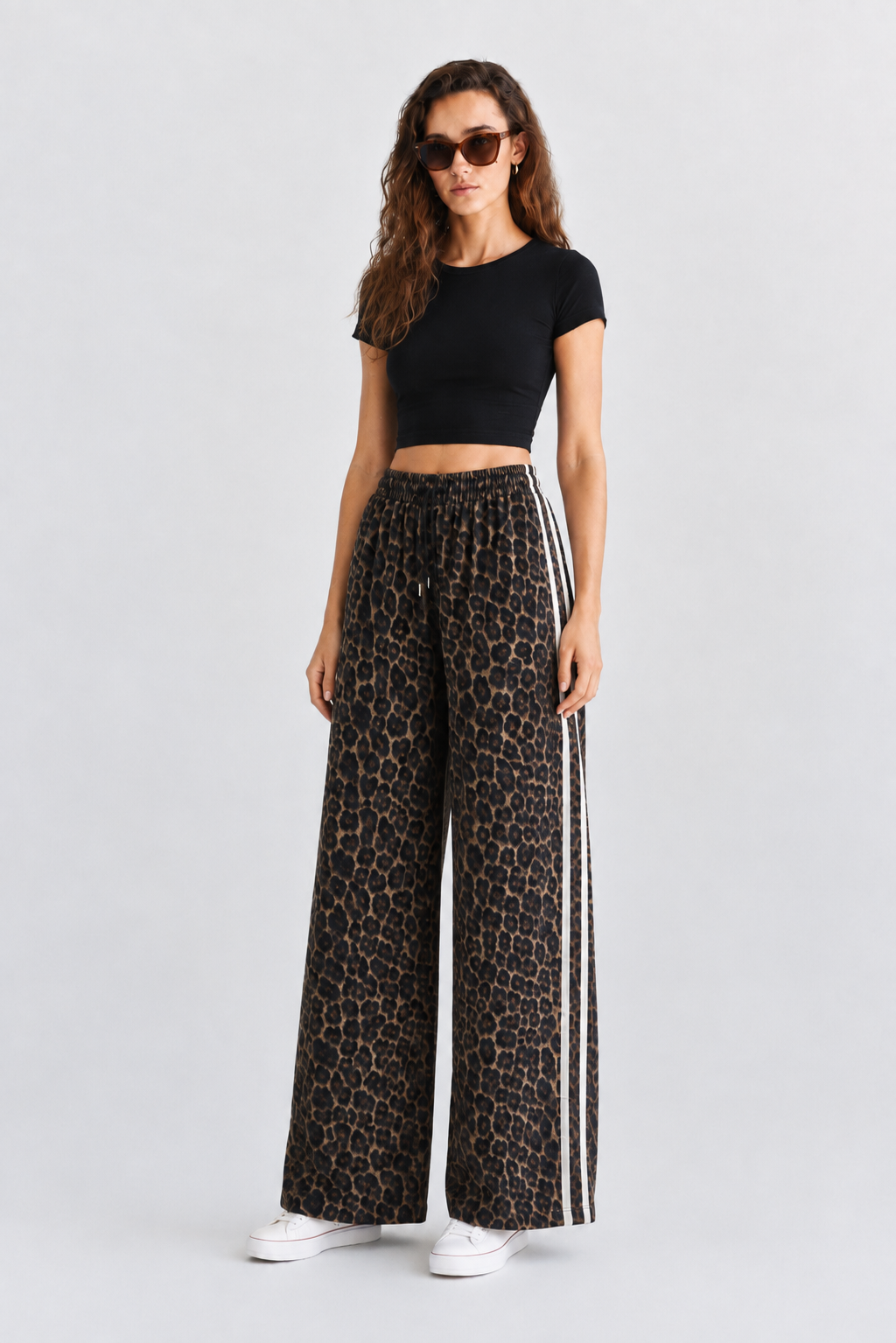 CP12379 - SIDE STRIPE LEOPARD PRINT PANTS