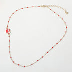 Football Charm Accent Dainty Beaded Game Day Chain Necklace