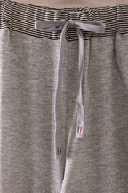 NT12845SET-Contrast Rib Trim Heathered Knit Lounge Set