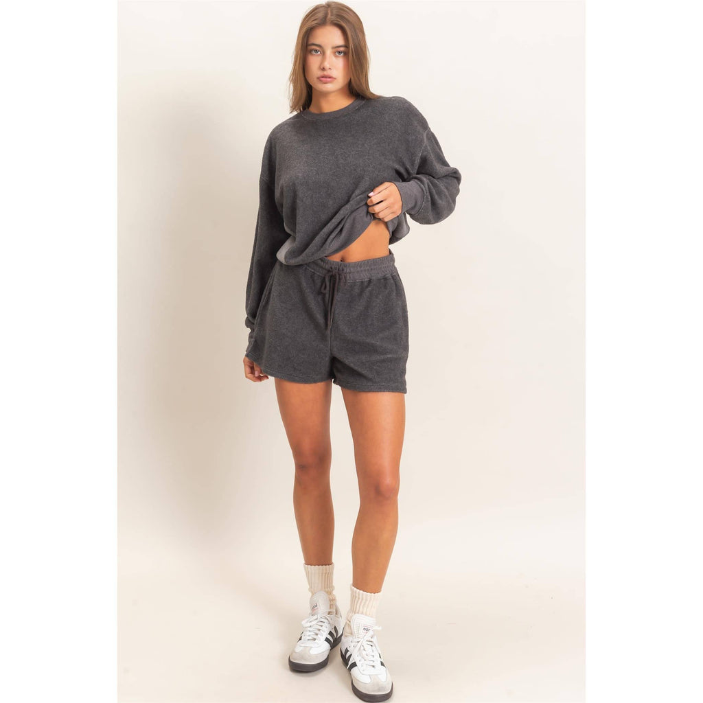 Contrast Sweatshirt & Shorts Set