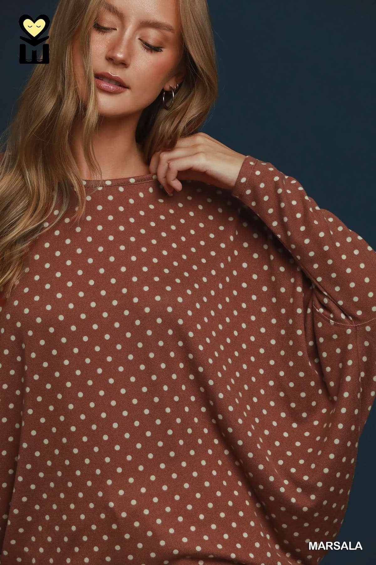 Polka Dot Knit Oversized Top