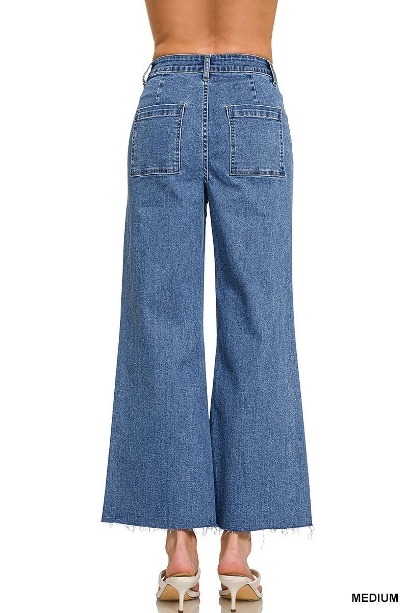 High Waist Wide Leg Straight Denim Pants