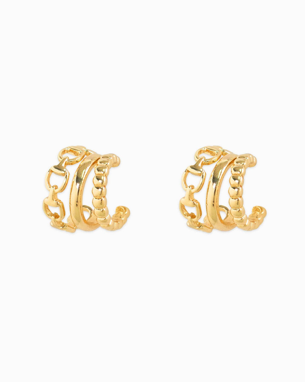 3-Line Horsebit Hoop Earrings