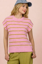 12W3319N-Striped Knit Sweater Vest Top