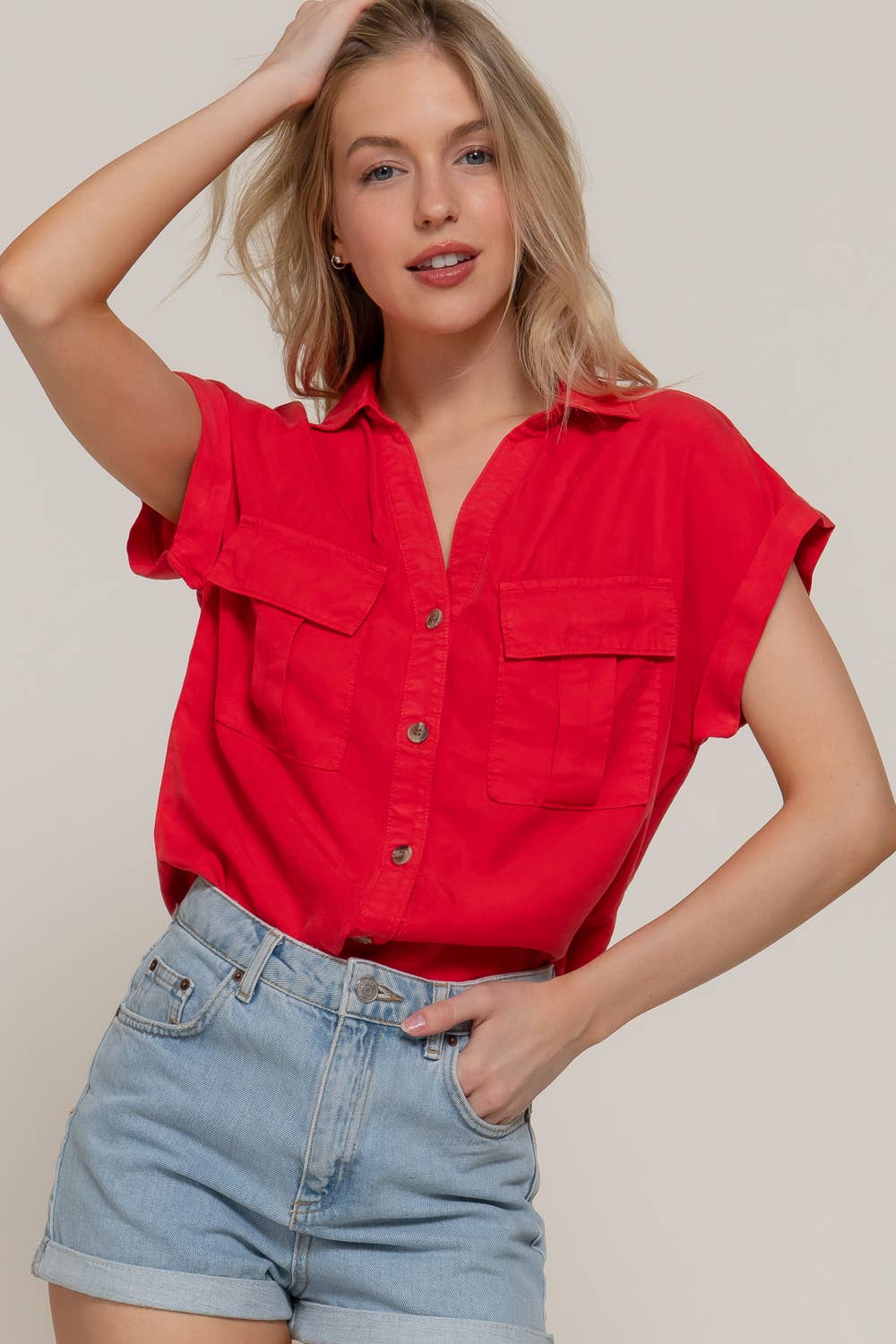 Dolman Short Sleeve Tencel Shirt
