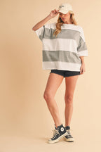 8417FN Polly Color Block Top