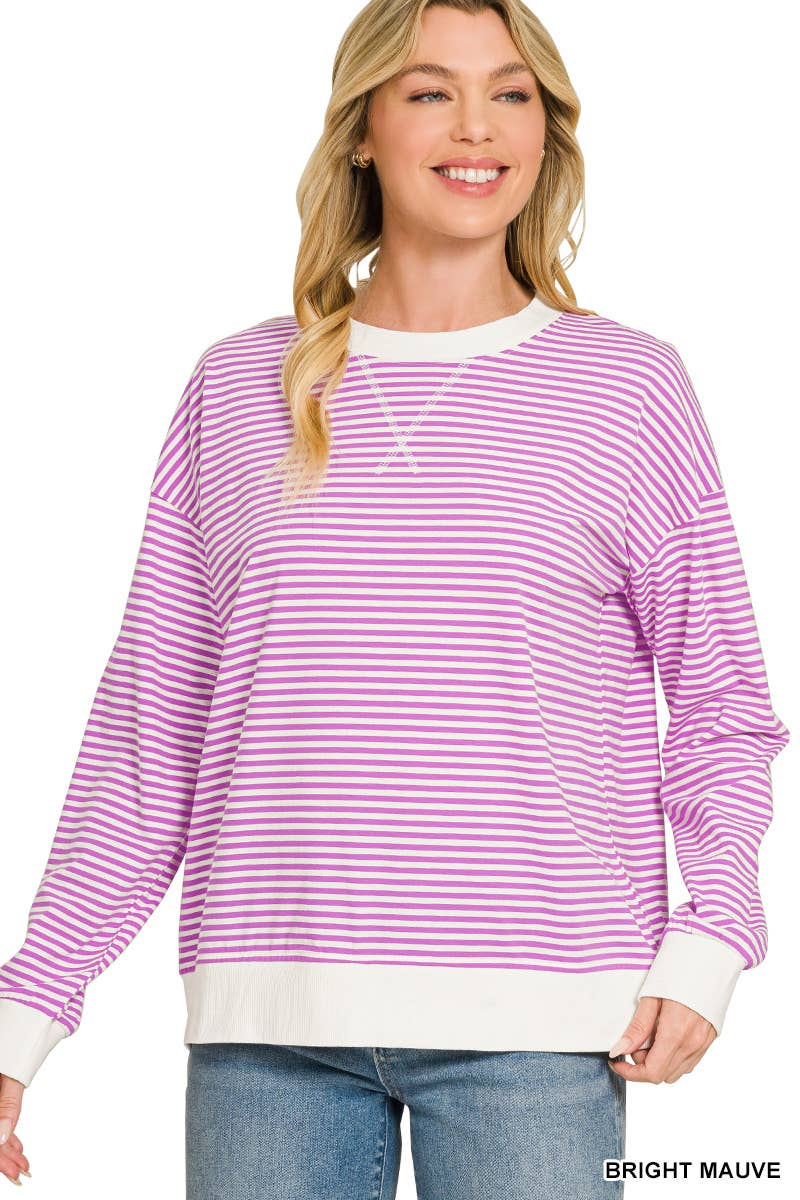 Striped Rib Banded Pullover