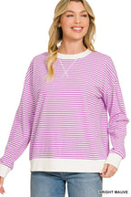 Striped Rib Banded Pullover