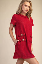 Round Neck Twist Trim Mini Dress