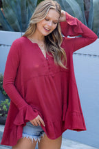 SW275 - Waffle Knit Flare Top