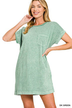 1211 Halo Washed Premium Cotton T Shirts Dress w/ pockets SI-2918