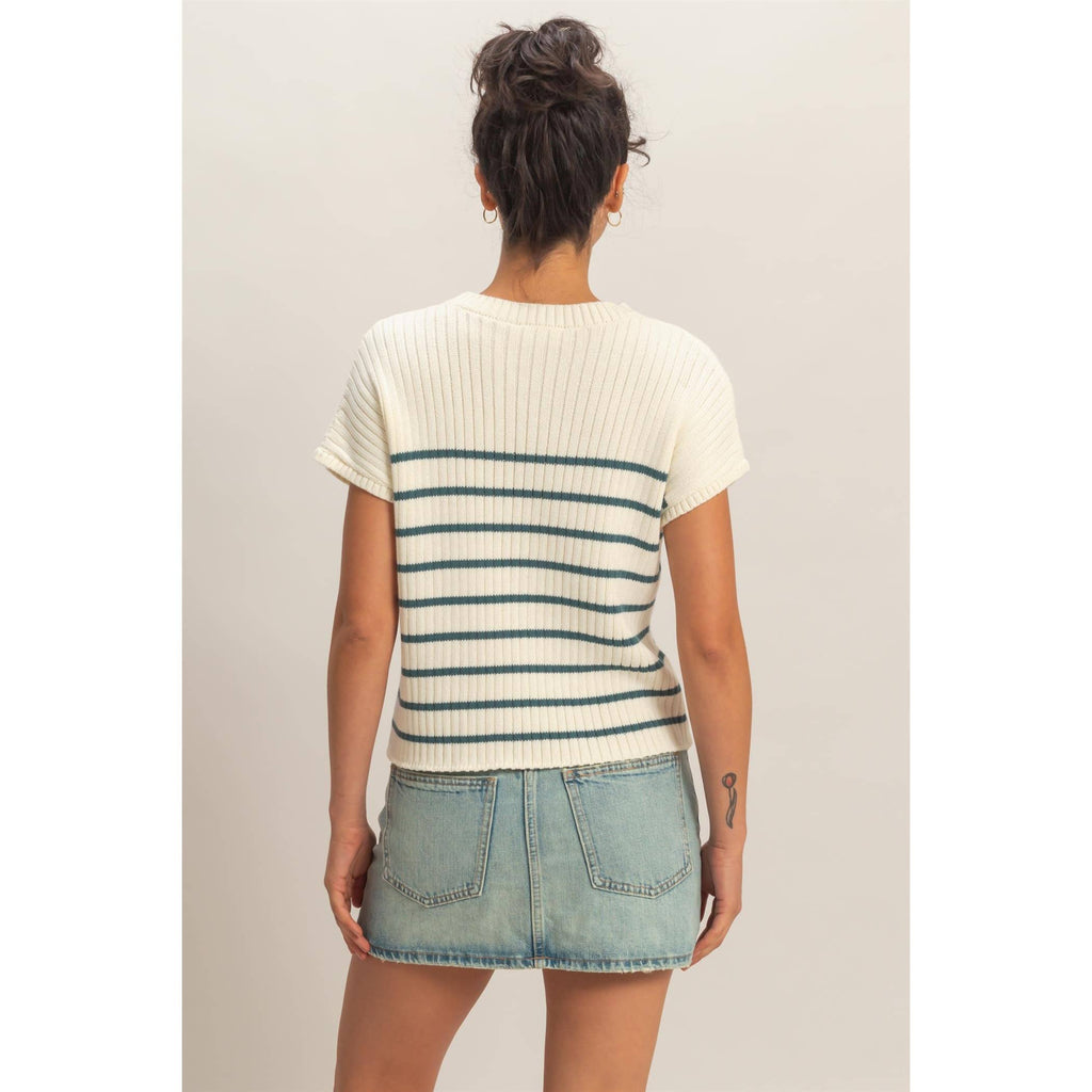 Sleeveless Ribbed Striped Knit Top