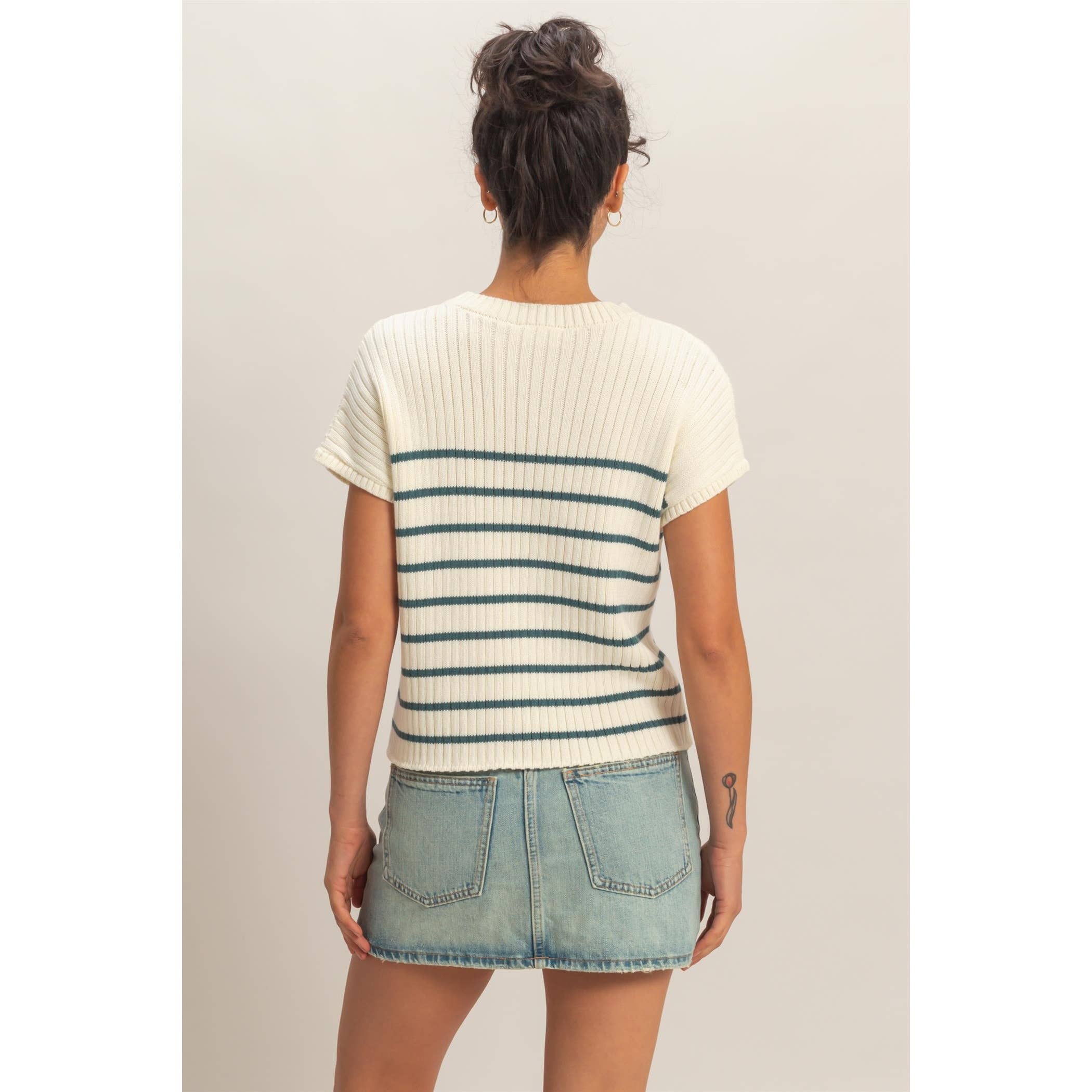 Sleeveless Ribbed Striped Knit Top
