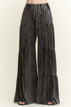 Mineral Washed Tiered Wide Leg Pants HP5033P1