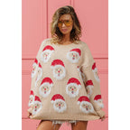 HAIRY SANTA FACE SWEATER TOP