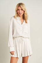 7891SET-Button-Down Shirt & Ruffle Shorts Set