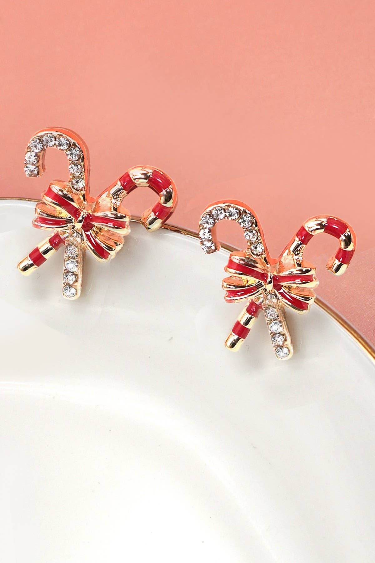 CANDY CANE BOW EARRINGS