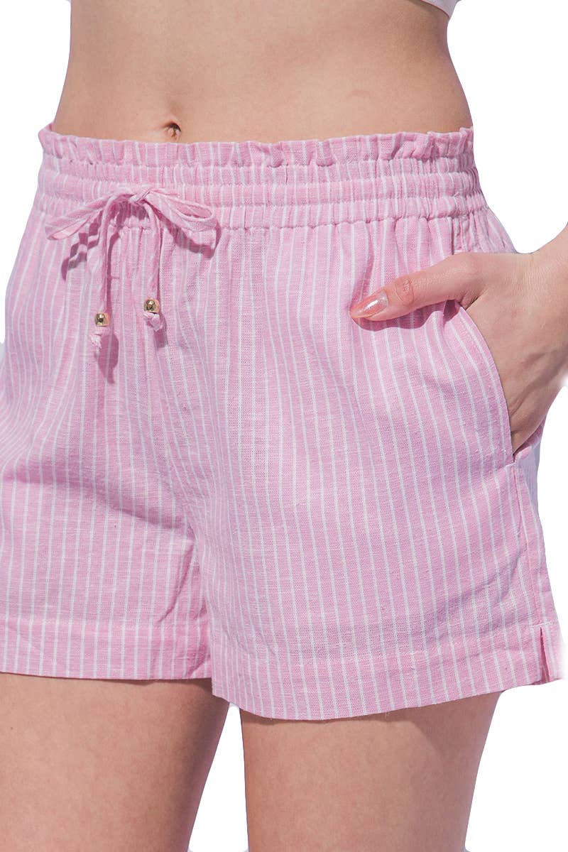 Striped Linen Blend Shorts