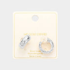 14K Gold Dipped Brass Metal Patterned Huggie Hoop Earrings