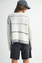 379BK Mona Knit Stripe Pullover Sweater