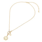 Floral Pearl Charm Accent Necklace