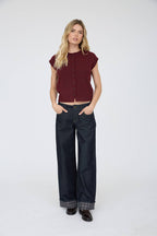 RAW EDGE SLEEVELESS LIGHTWEIGHT CARDIGAN