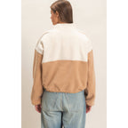 Fleece Color Contrast Half Zip Pullover