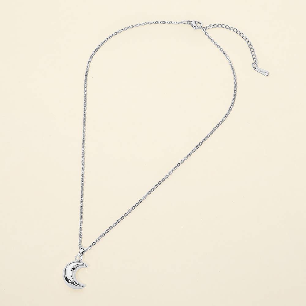 Stainless Steel Crescent Moon Pendant Necklace