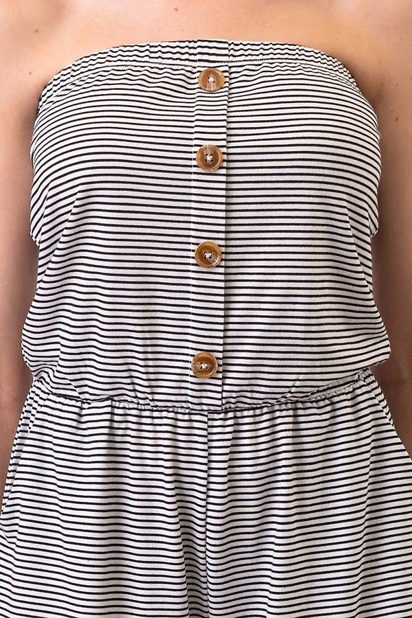 AR35899S - FRONT BUTTON DETAIL STRIPE ROMPER