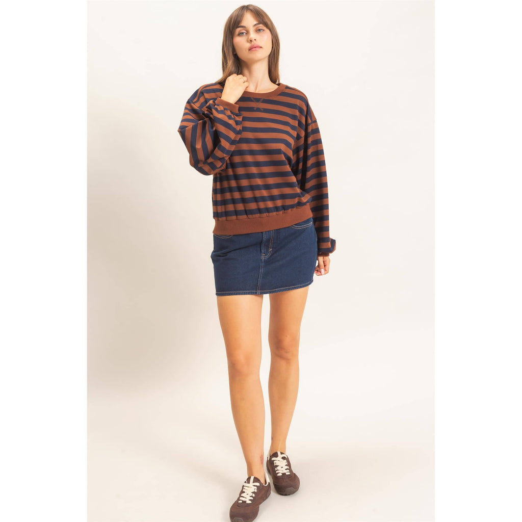 Striped Crew Neck Sweatshirt