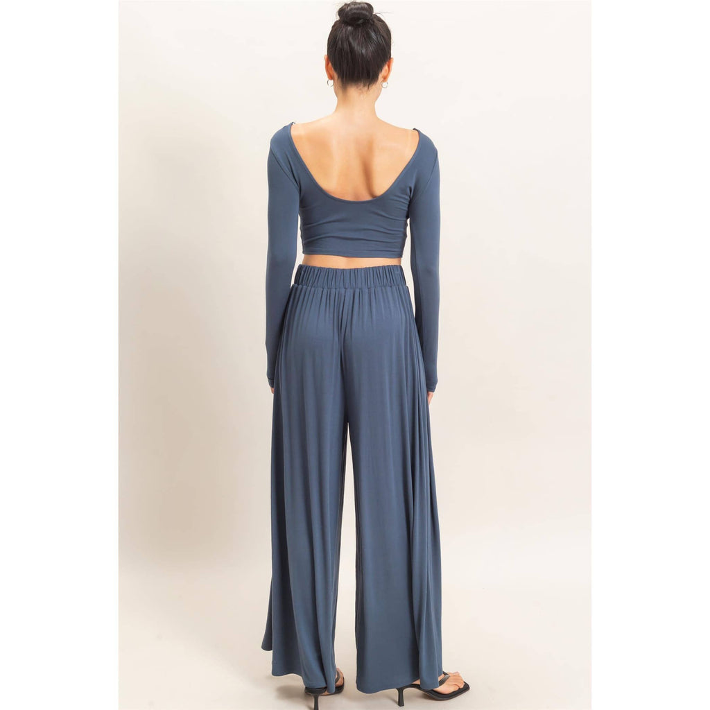 Long Sleeve Top & Wide Leg Pants Set