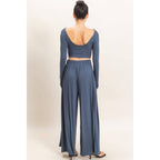 Long Sleeve Top & Wide Leg Pants Set
