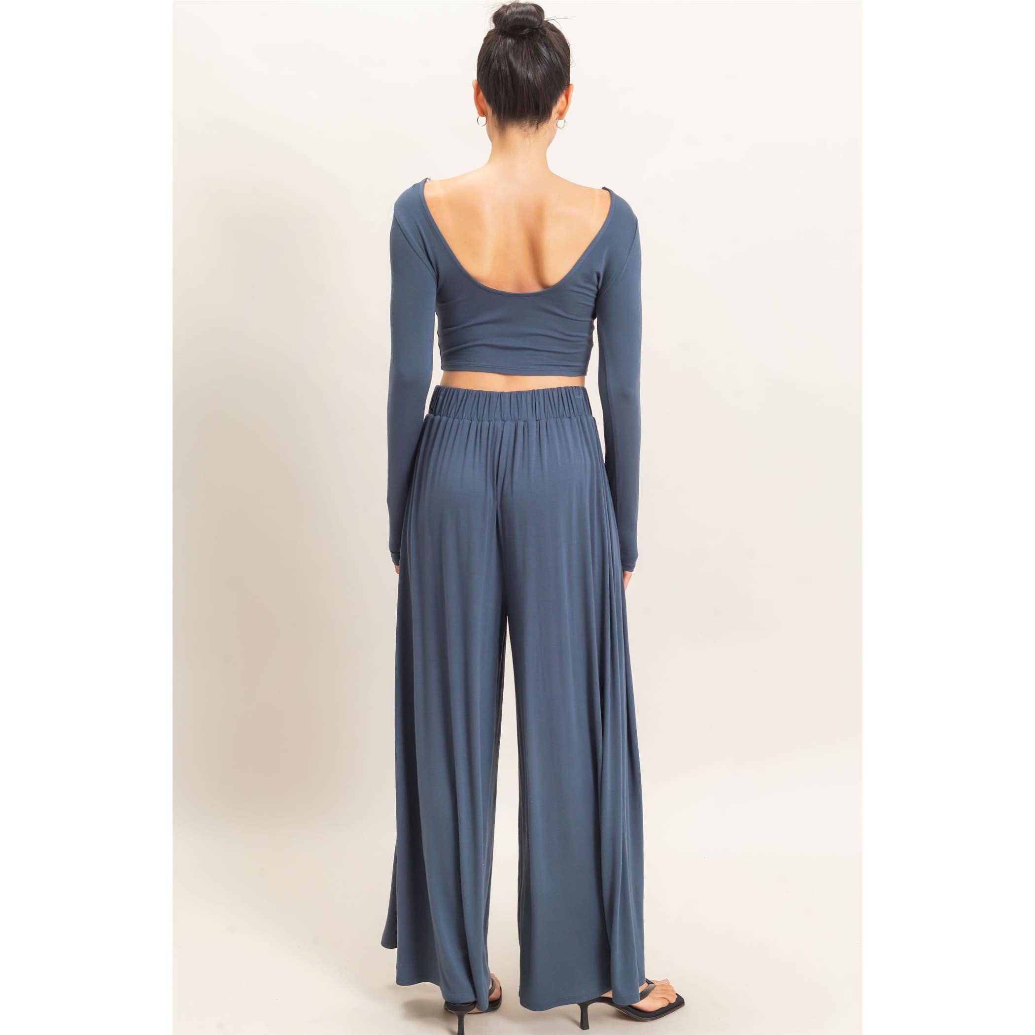Long Sleeve Top & Wide Leg Pants Set