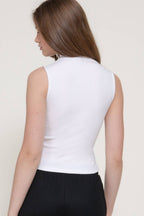Sleeveless High Neck Cotton Modal Knit Top