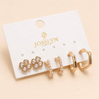 Floral Gem Pearl Hoop Trio Earrings | 80E62420