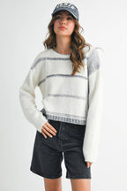 379BK Mona Knit Stripe Pullover Sweater