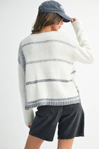 379BK Mona Knit Stripe Pullover Sweater
