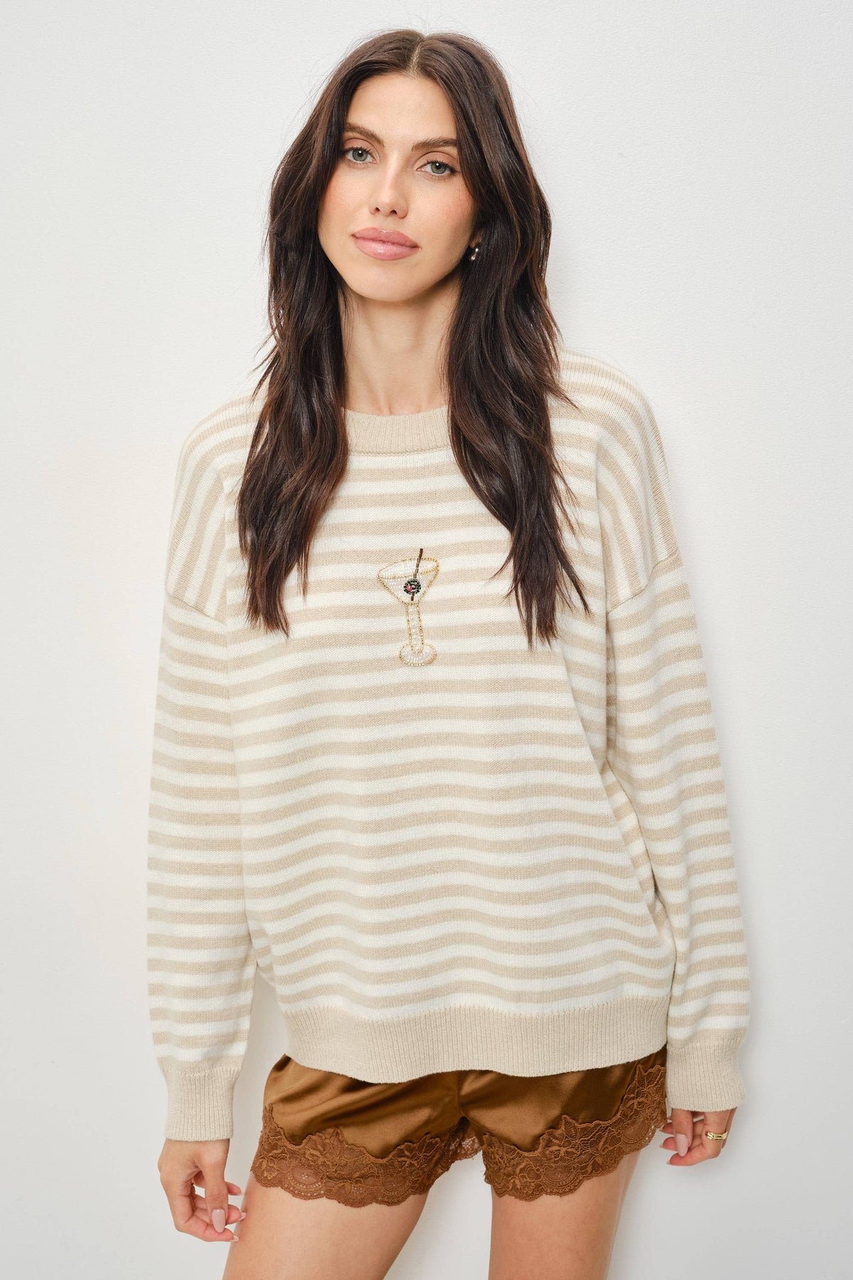 ZELDA MARTINI BEAD STRIPED SWEATER