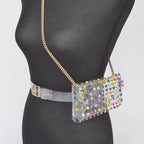 Rhinestone Clear Belt Bag W/Chain PB8633