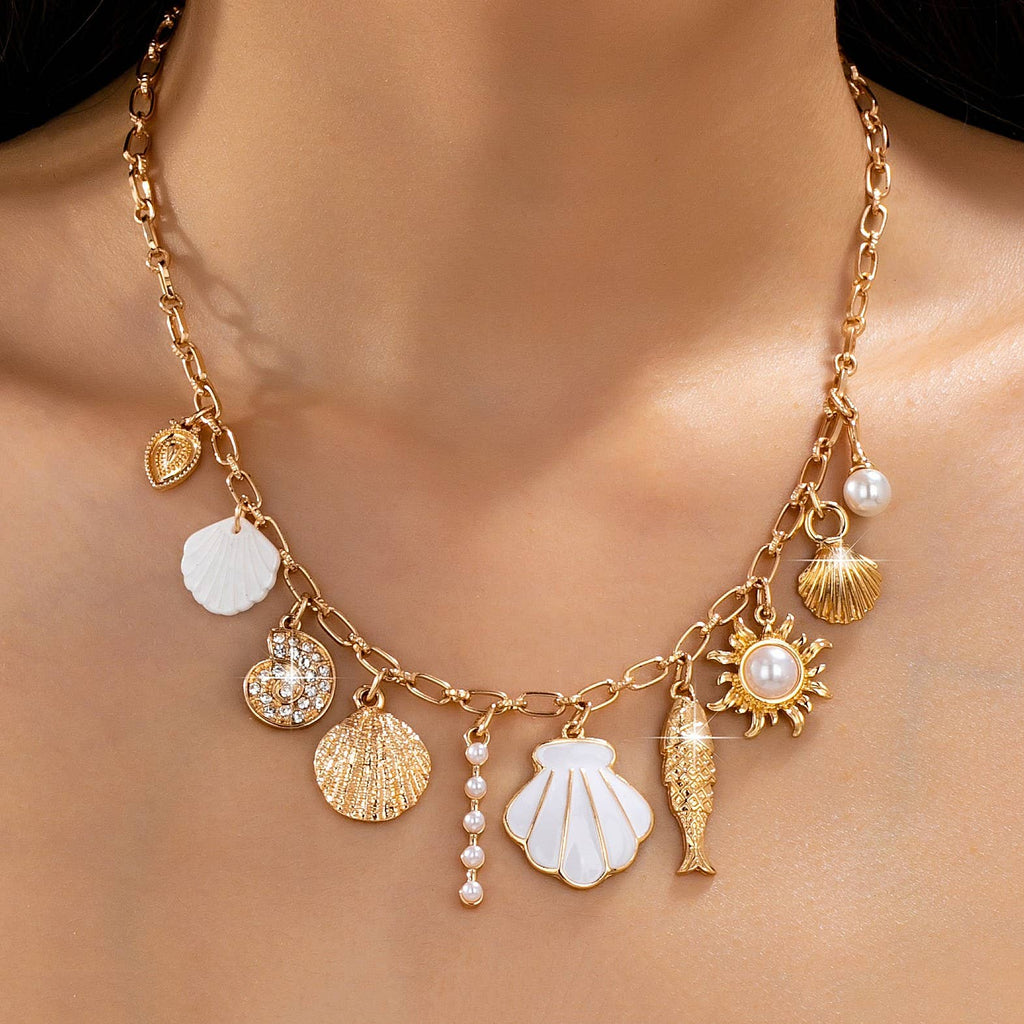 Charm Necklace-Ocean Seashell Fish Pearl | 80N92949